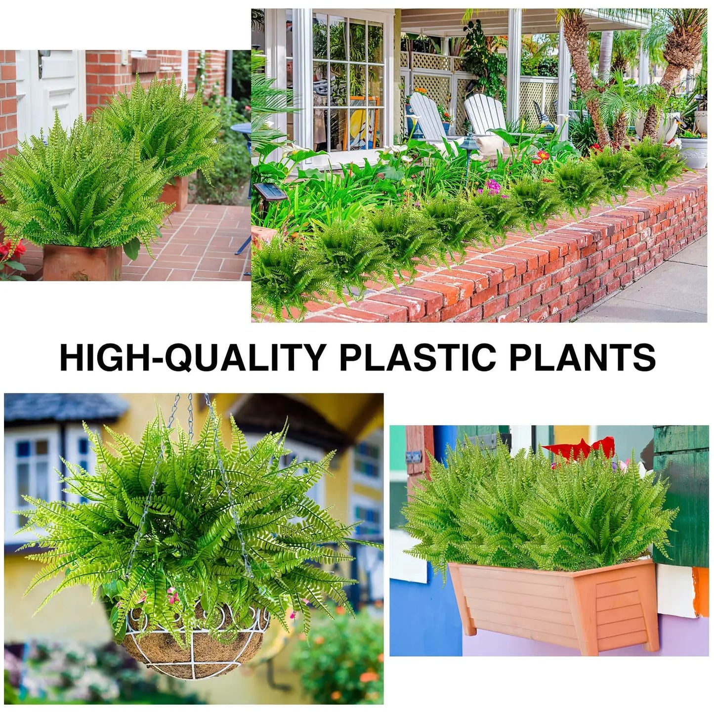 Boston Ferns Artificial Greenery UV Resistant Plant For Outdoor Yard Decor