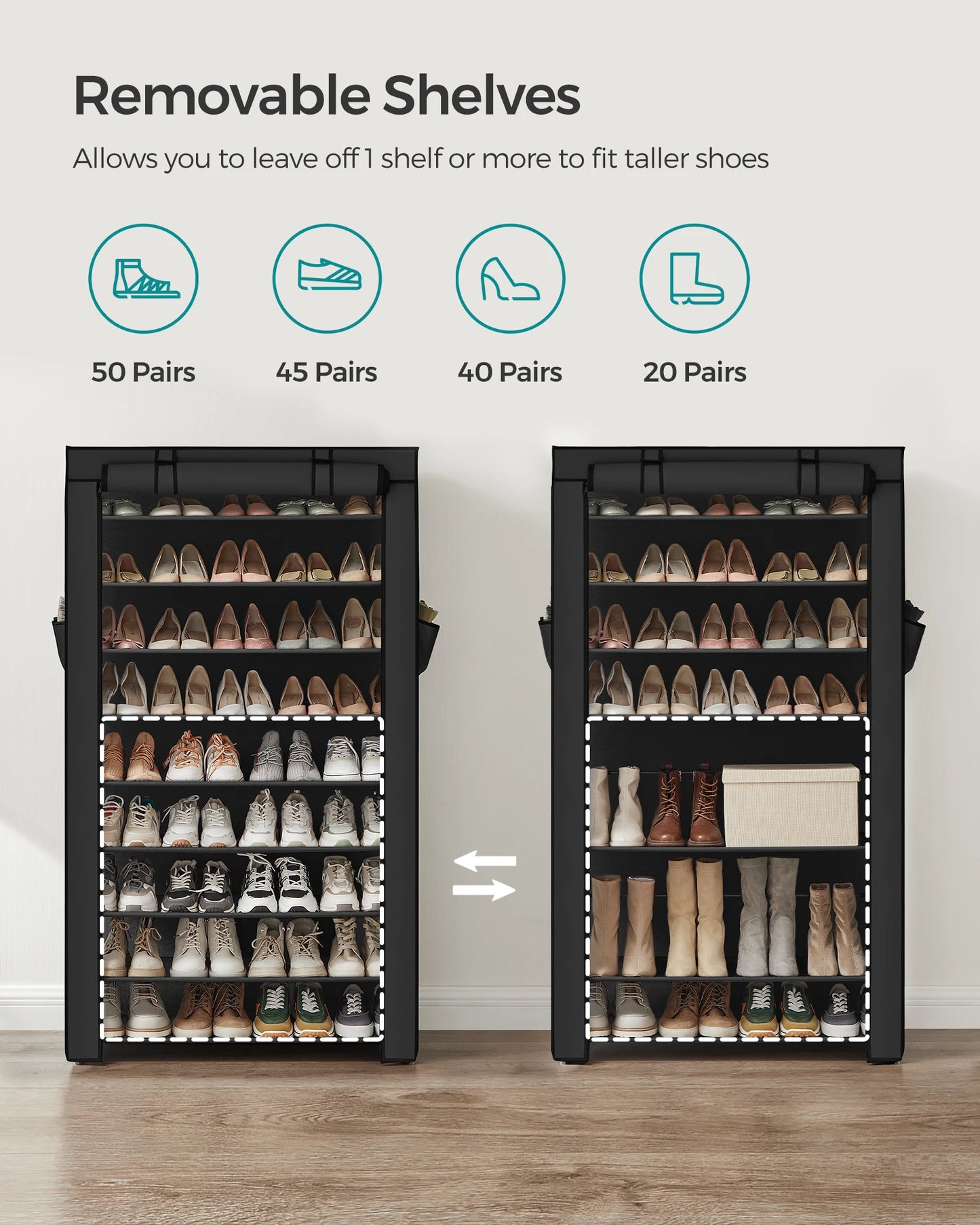9 Tier Shoe Organizer with Nonwoven Fabric Cover