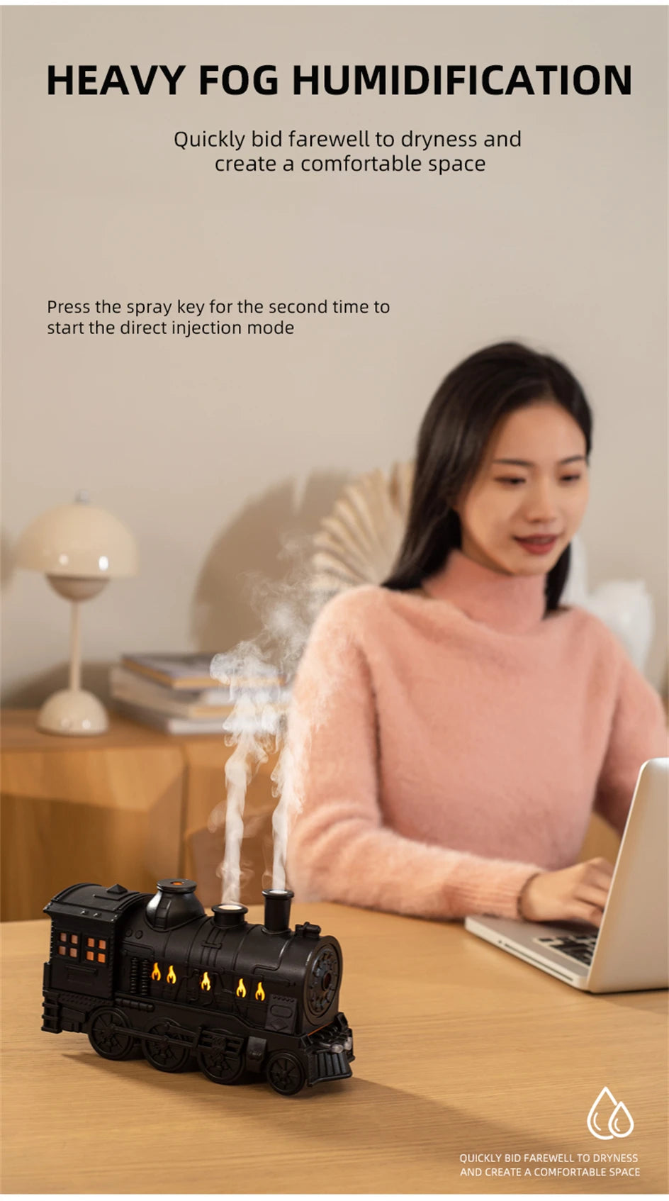 Train Air Humidifier Ultrasonic Aromatherapy Diffusers
