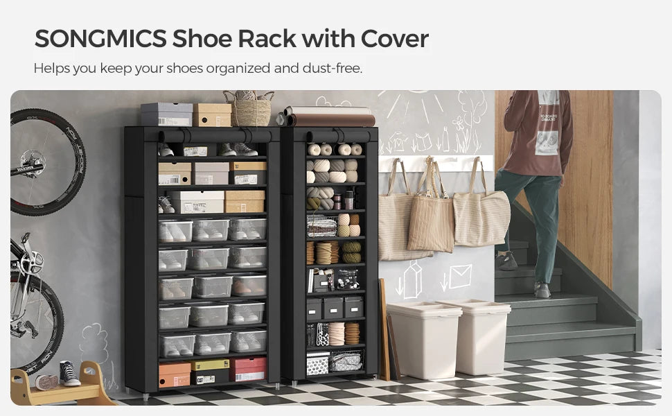 9 Tier Shoe Organizer with Nonwoven Fabric Cover