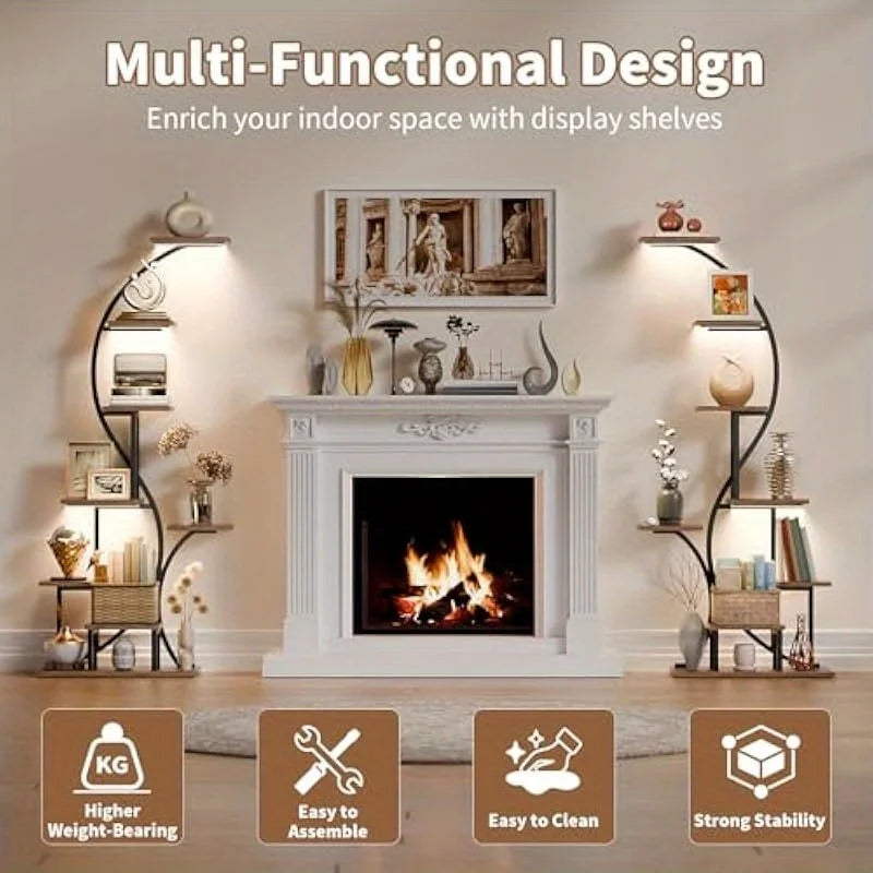 Tall Coner Display Shelves LED Corner Bookshelf Display