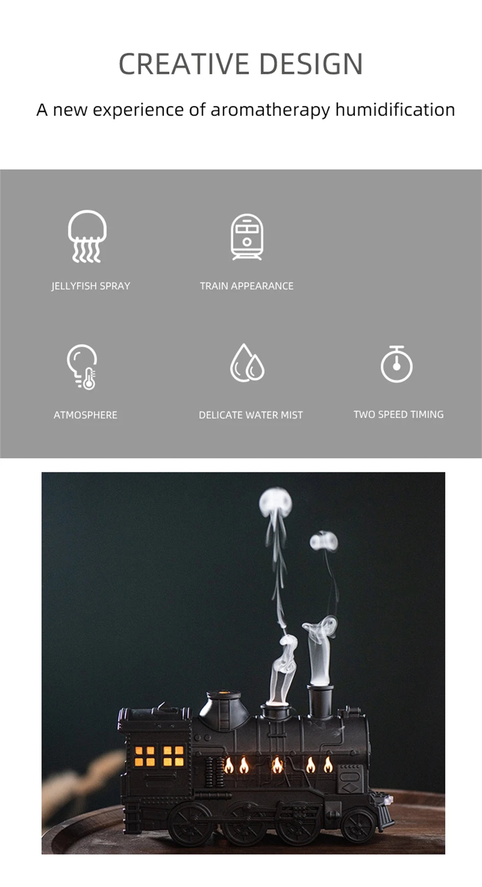 Train Air Humidifier Ultrasonic Aromatherapy Diffusers