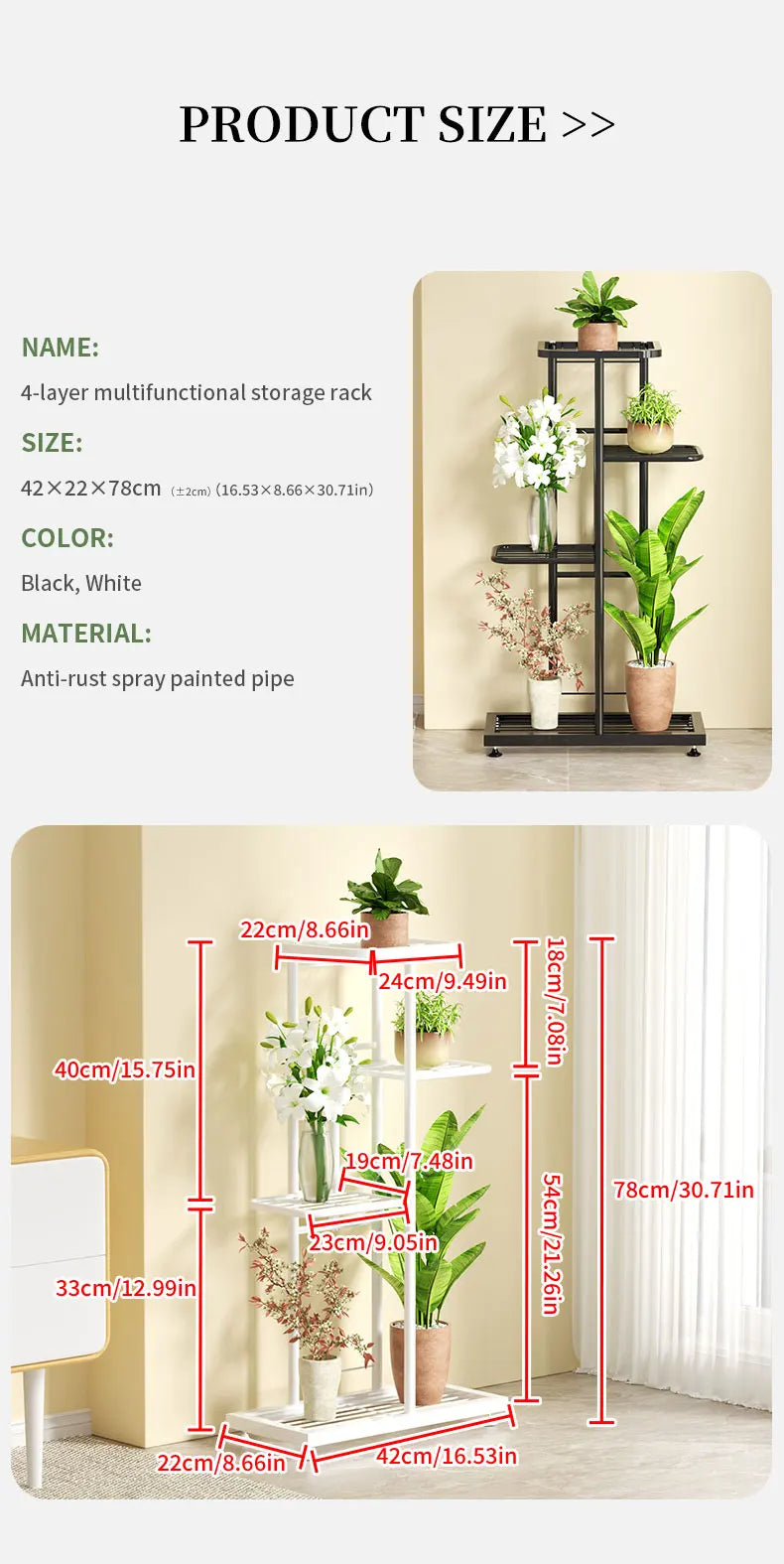 Iron Potted Flower Organizer Plant Stand Rack