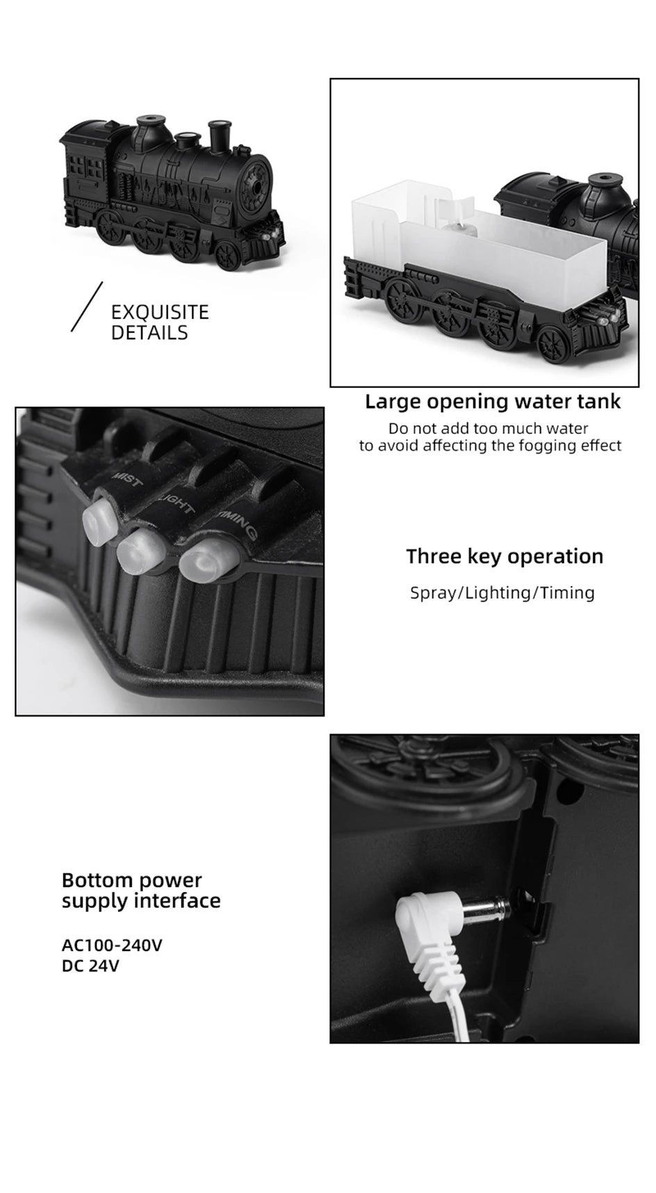 Train Air Humidifier Ultrasonic Aromatherapy Diffusers