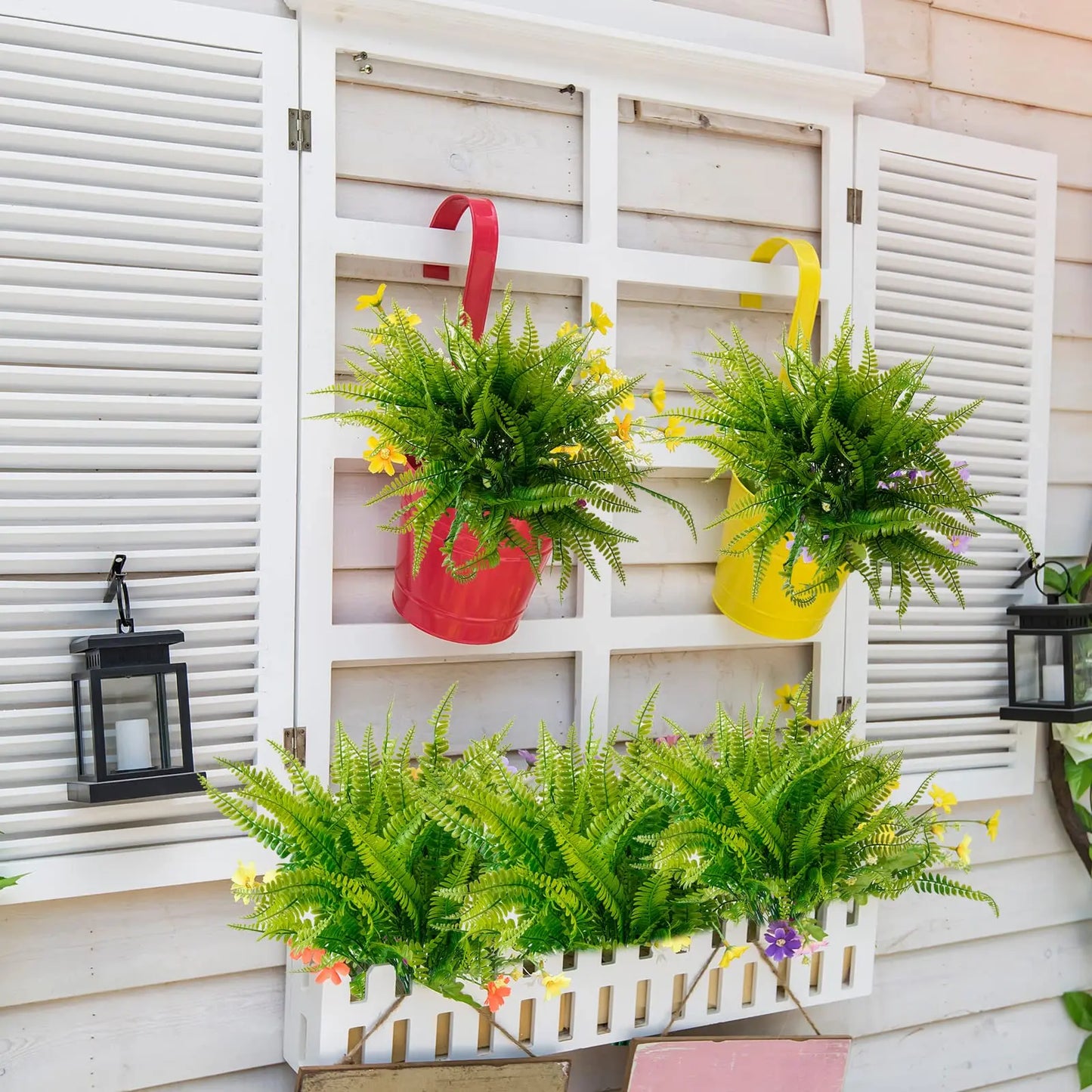Boston Ferns Artificial Greenery UV Resistant Plant For Outdoor Yard Decor
