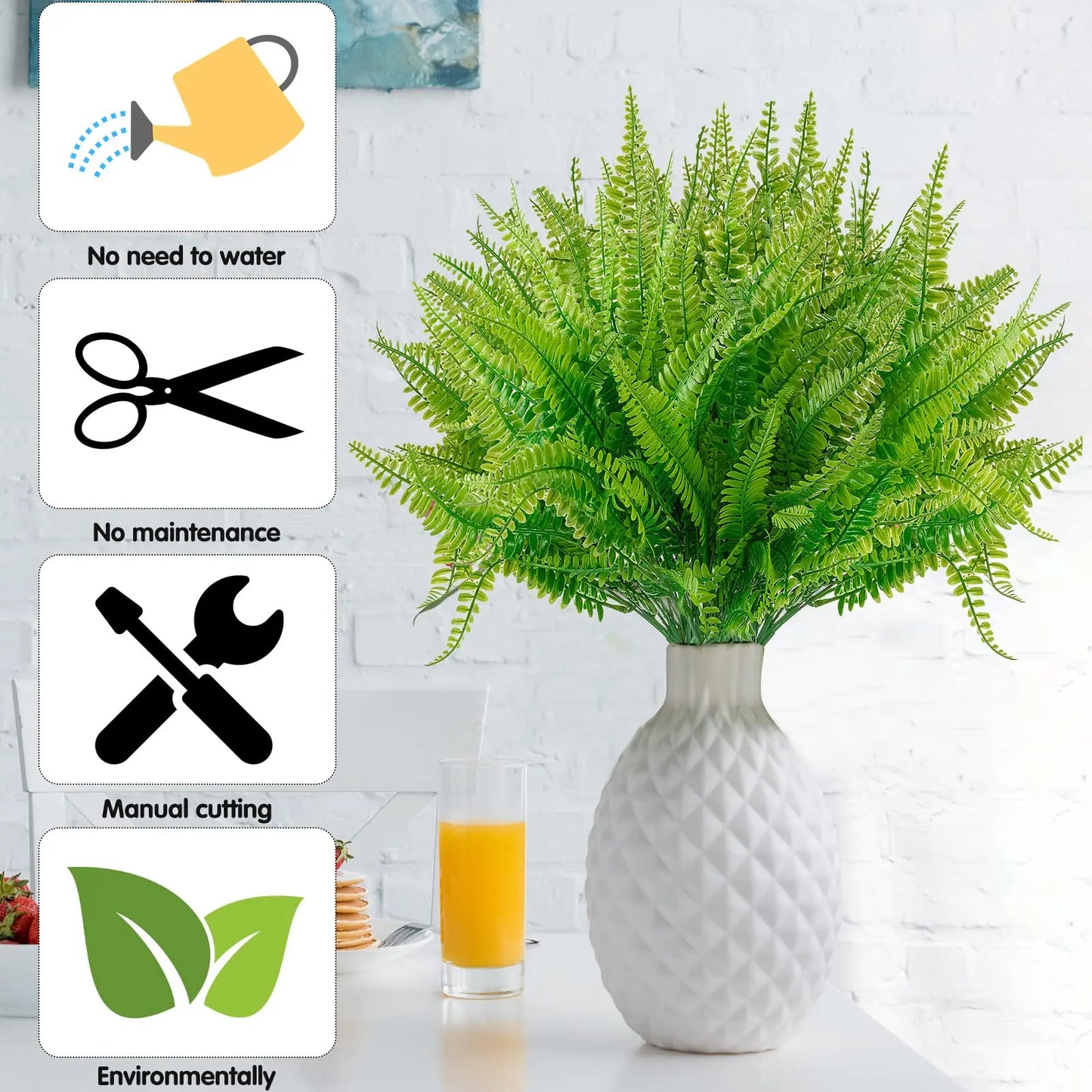 Boston Ferns Artificial Greenery UV Resistant Plant For Outdoor Yard Decor