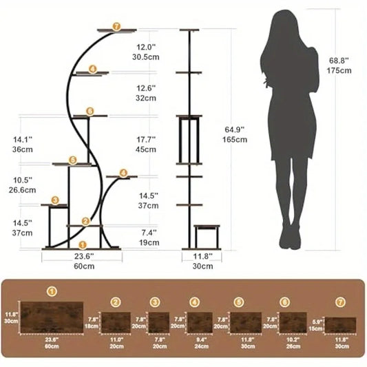 Tall Coner Display Shelves LED Corner Bookshelf Display