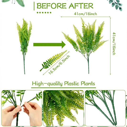 Boston Ferns Artificial Greenery UV Resistant Plant For Outdoor Yard Decor