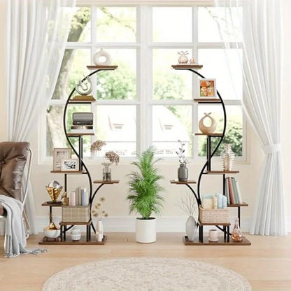 Tall Coner Display Shelves LED Corner Bookshelf Display